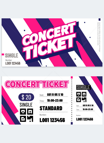 Geometric Color Block Music Festival Concert Ticket, Tickets, concert, Admission ticket template