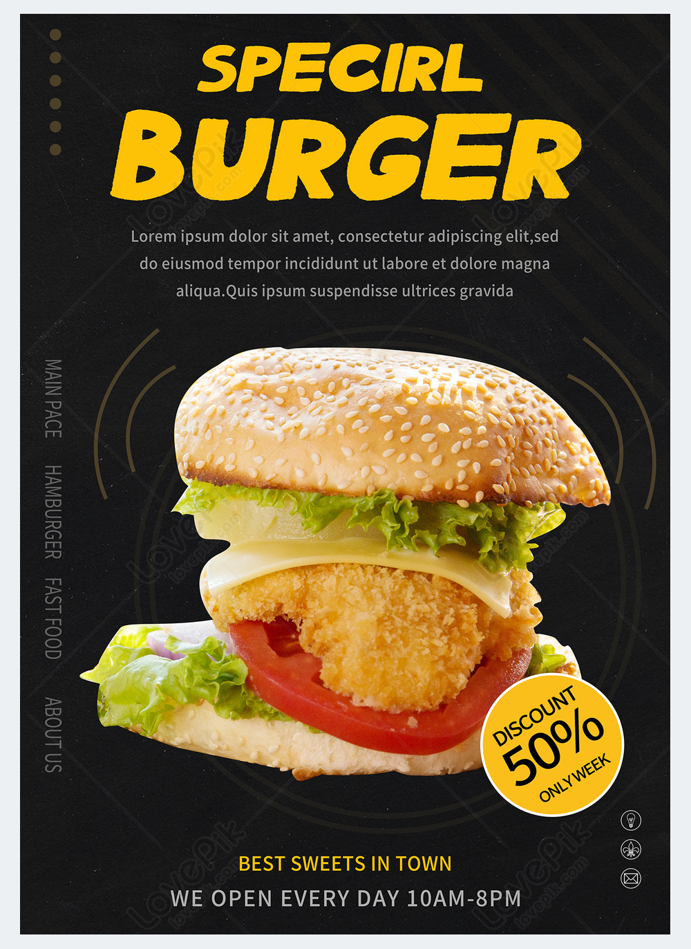 Template Selebaran Diskon Promosi Burger Untuk Diunduh Gratis Lovepik 