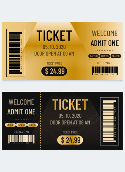 High-end black gold concert tickets, Tickets, Admission ticket, concert template