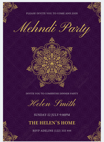 Floral Mehndi Ceremony Invitation | Wedding invitation ecards