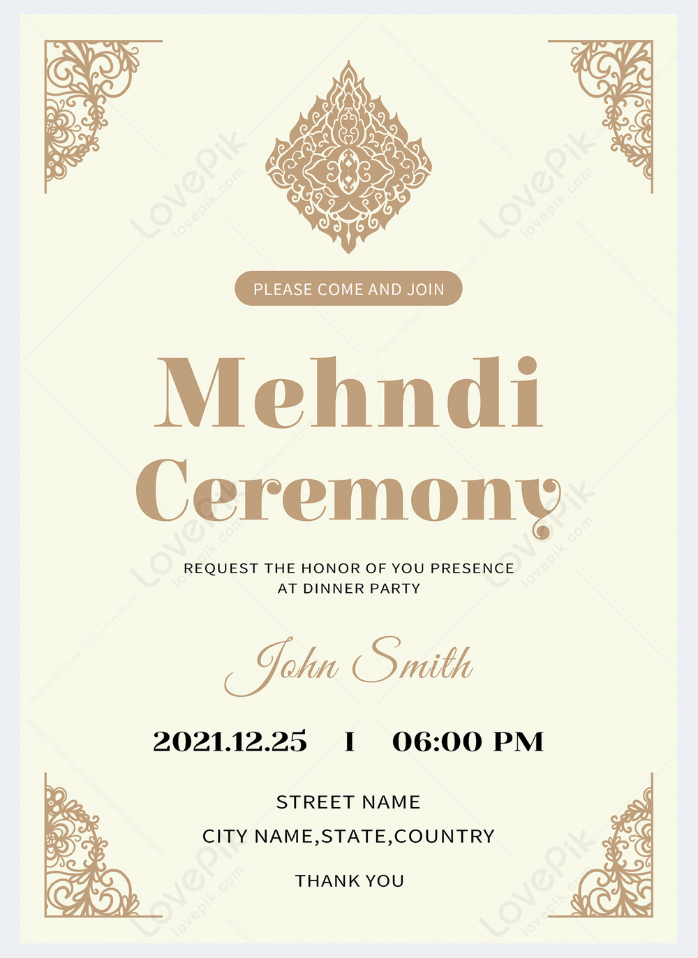 Classical Minimalist Invitation Letter For Mehndi Painting Event | PSD Free  Download - Pikbest