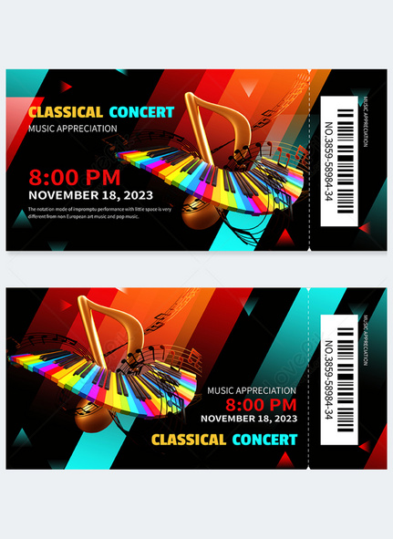 Music ticket color template, music tickets, Admission ticket template