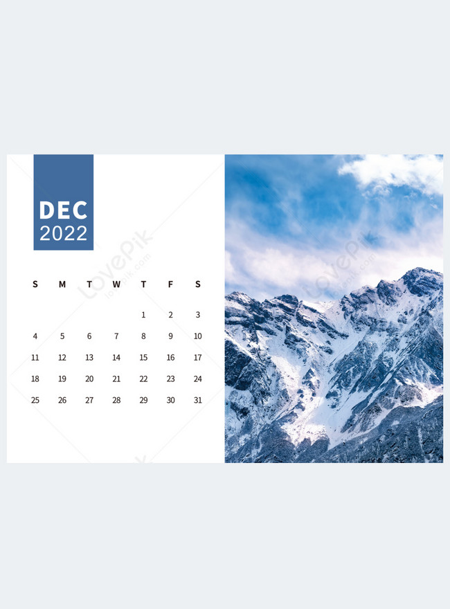 Photo landscape calendar template snow mountain photo calendar template