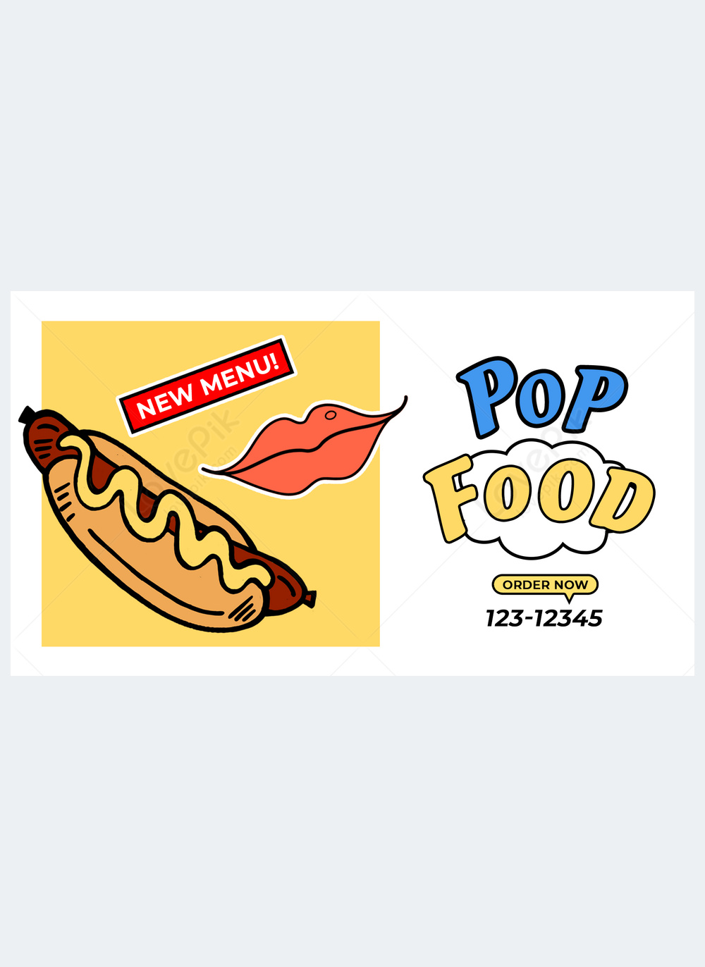 Pop art food hot dog colorful banner template image_picture free ...