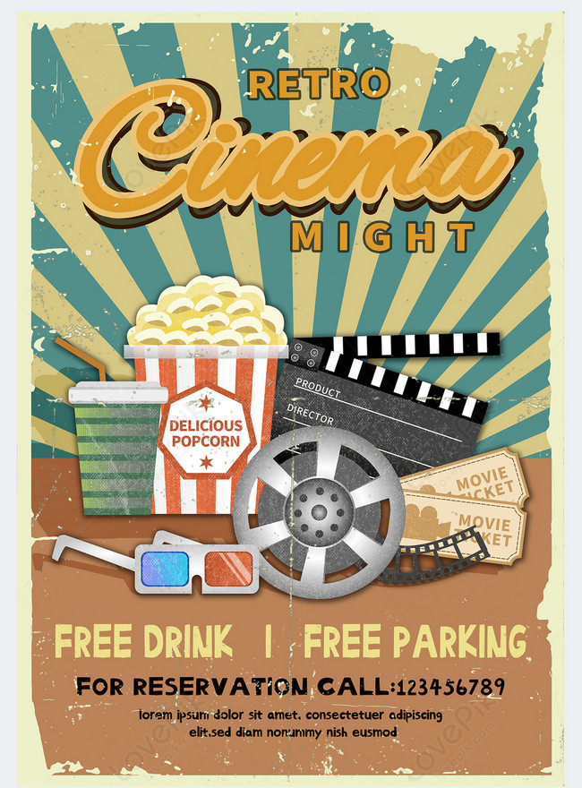 Retro film festival poster movie night template template image_picture ...