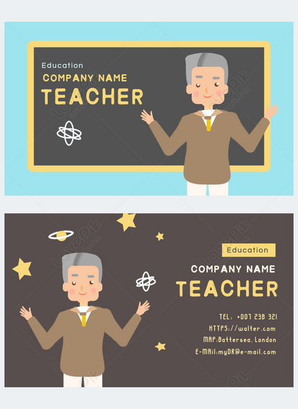 Simple flat style avatar business card for elderly physics teachers, teacher, avatar, business card template