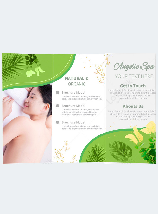 Spa Tri Fold Brochure Green Template Template Imagepicture Free Download 466856649 2376