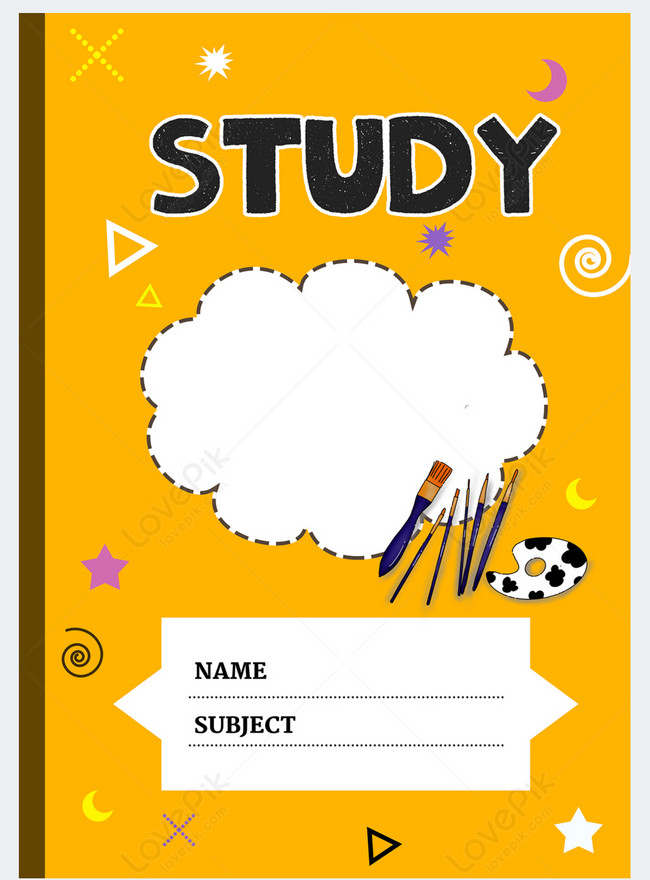 Study book exercise book cartoon yellow cover template image_picture ...