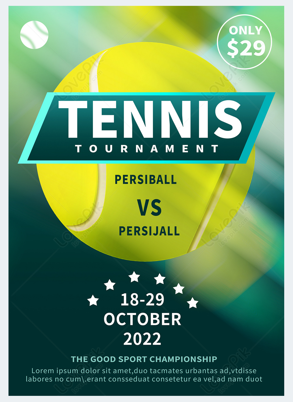 Tennis tournament green flyer template template image_picture free ...