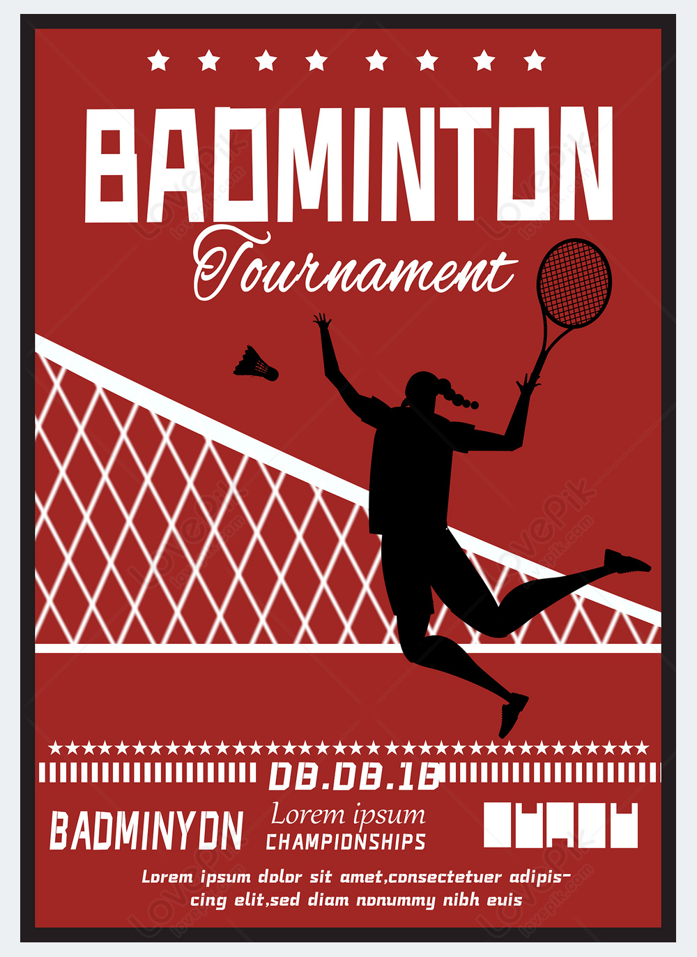 Badminton sport flyer red template template image_picture free download ...