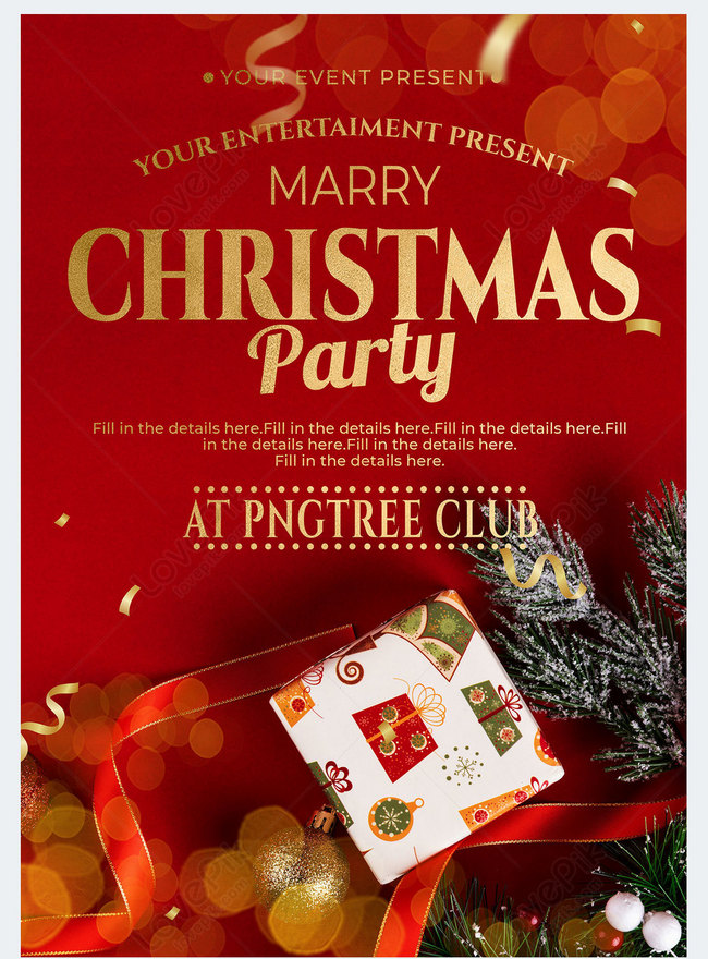 Christmas party fashion style red invitation template image_picture ...