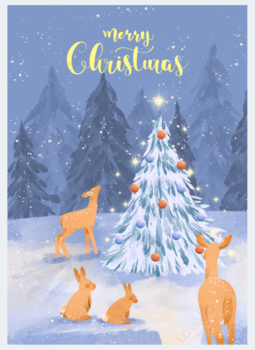 Christmas tree greeting card watercolor template template image_picture ...