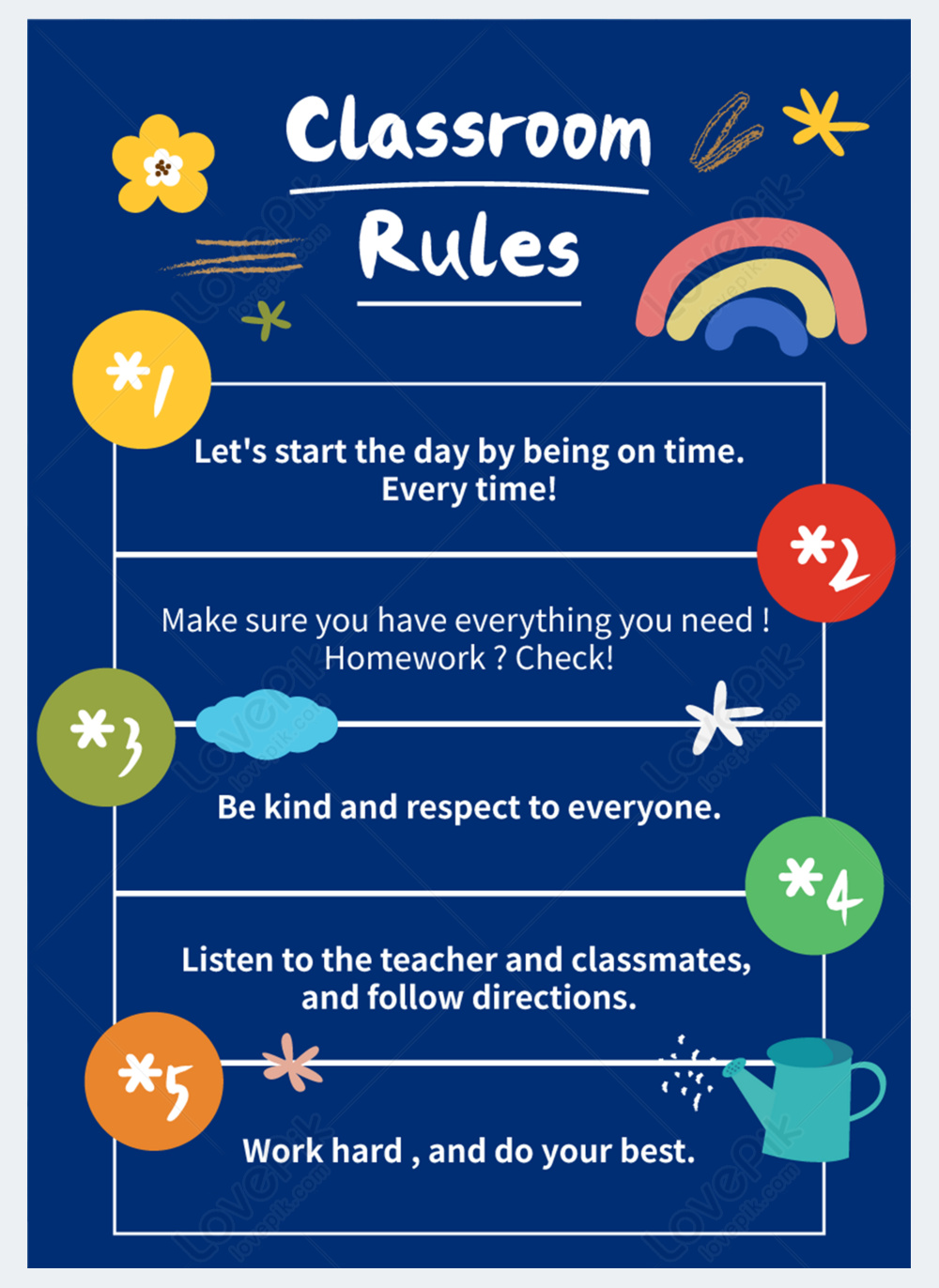 Classroom guidelines blue poster template image_picture free download ...