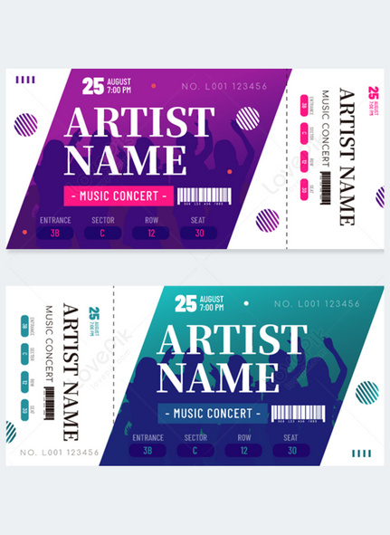 Character silhouette music concert color tickets, Tickets, concert, silhouette of people template