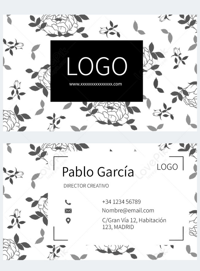 Creative directors business card with elegant flowers and plants ...