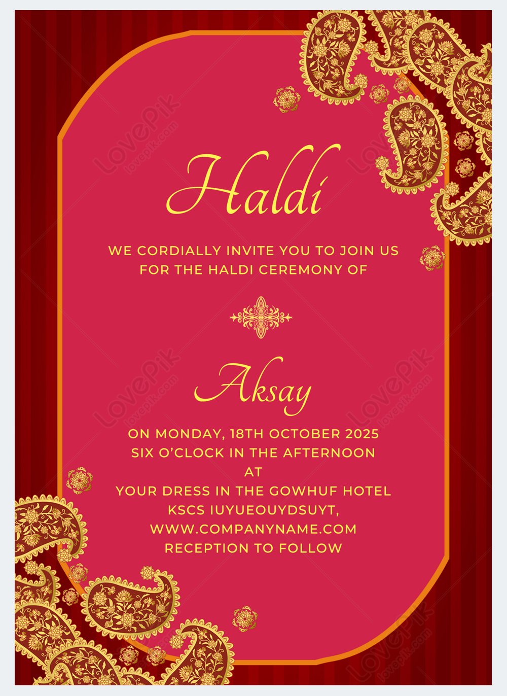 Indian wedding single sided red exquisite invitation template template ...