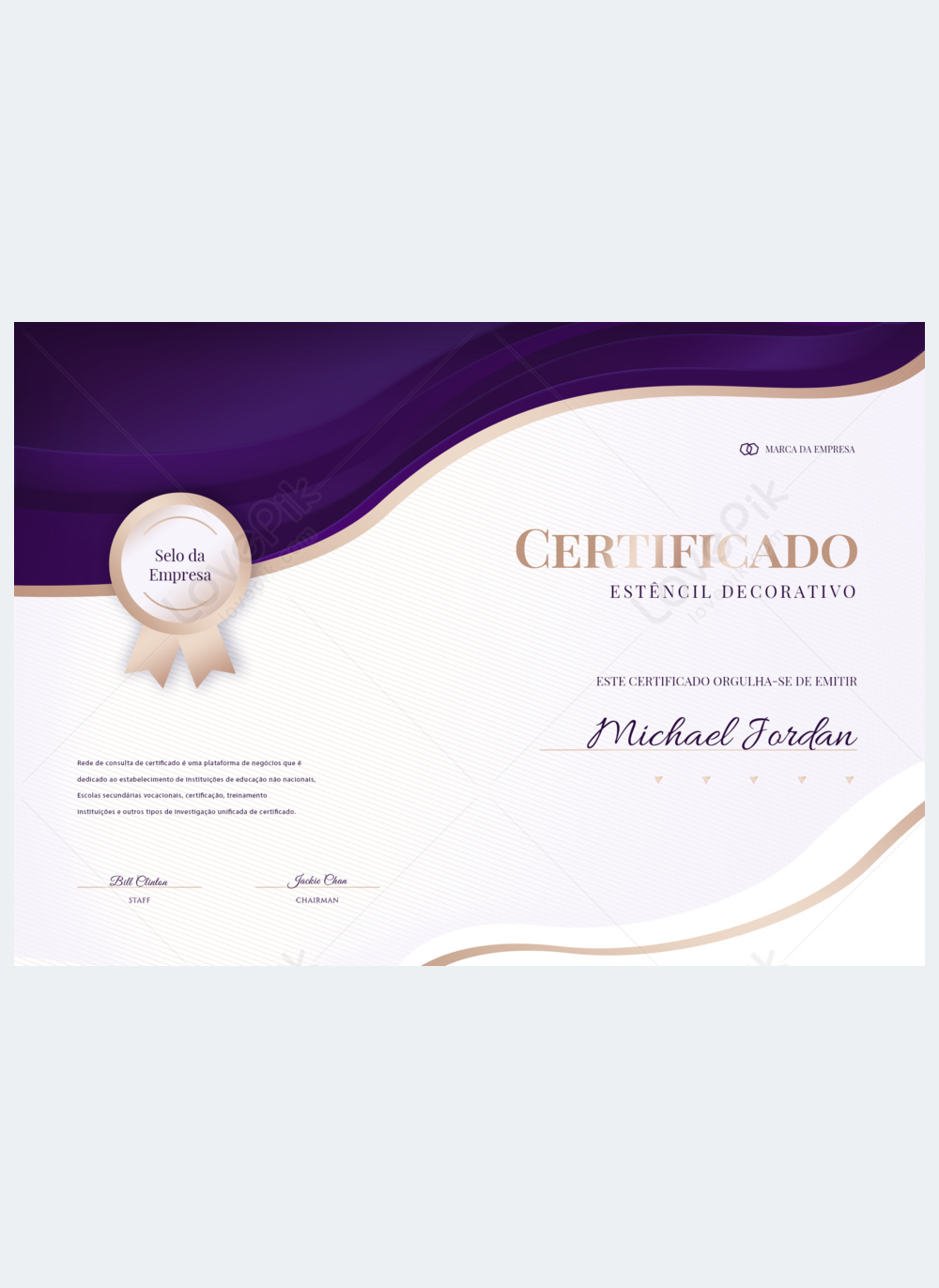 Modern purple elegant business company certificate template image ...