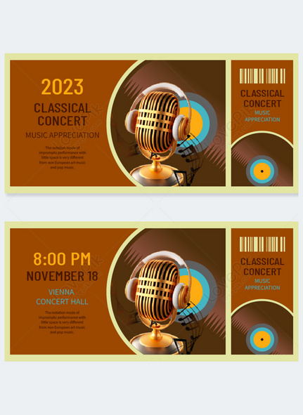 Music tickets retro style template, music tickets, party tickets template
