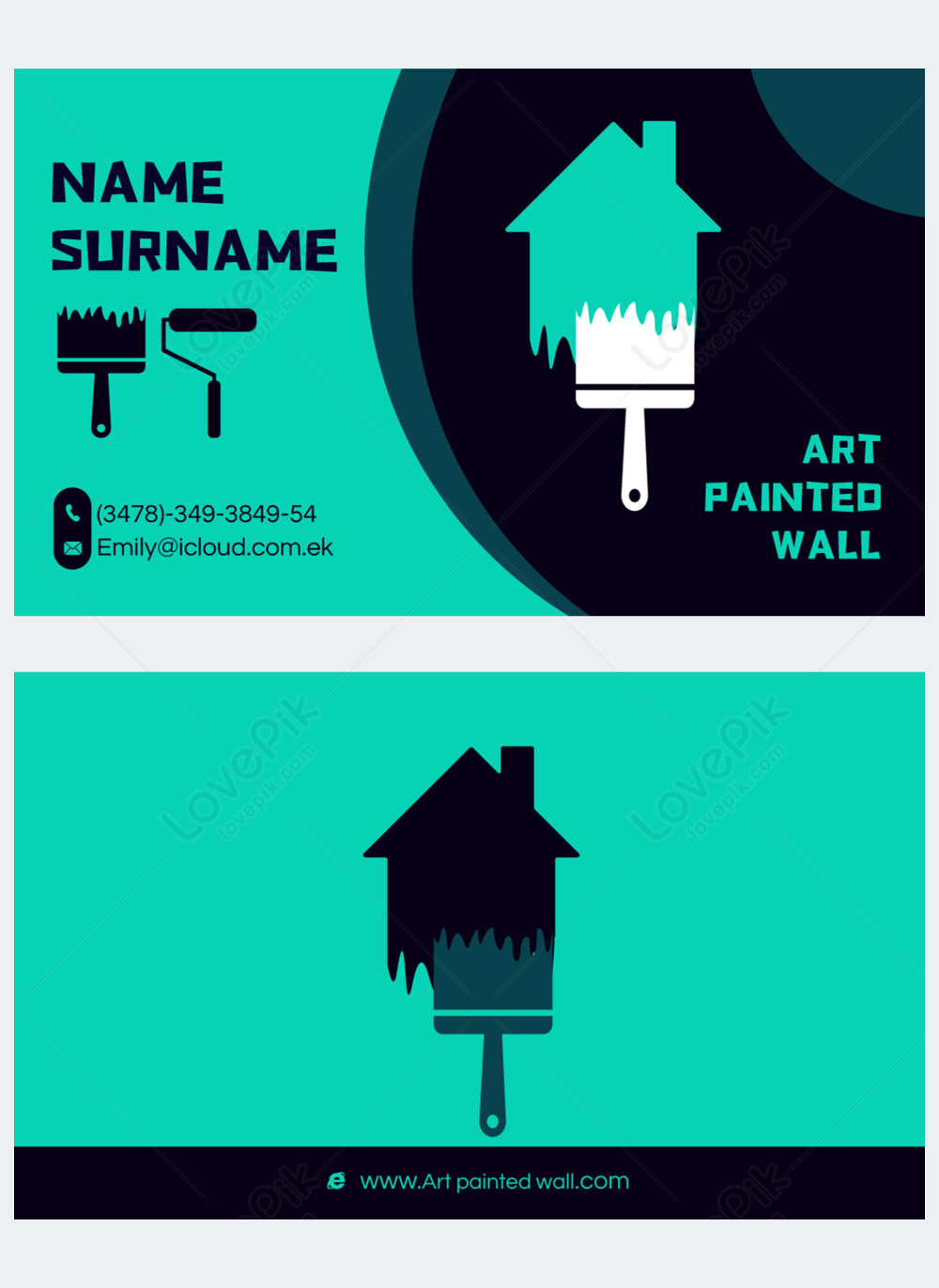 Painter green business card template image_picture free download ...