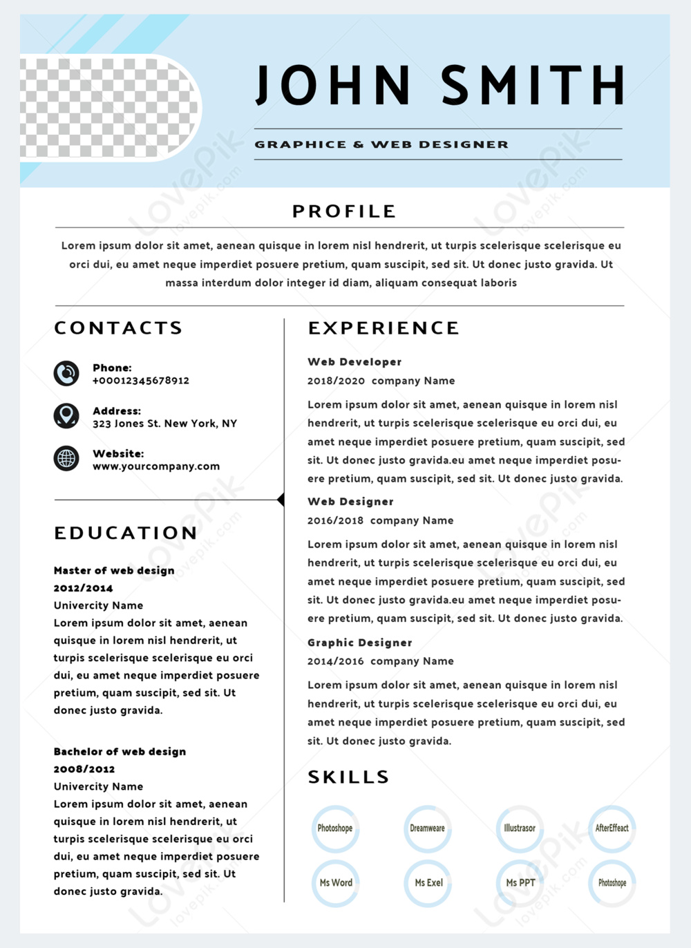 Personal resume corporate recruitment light blue template image_picture ...