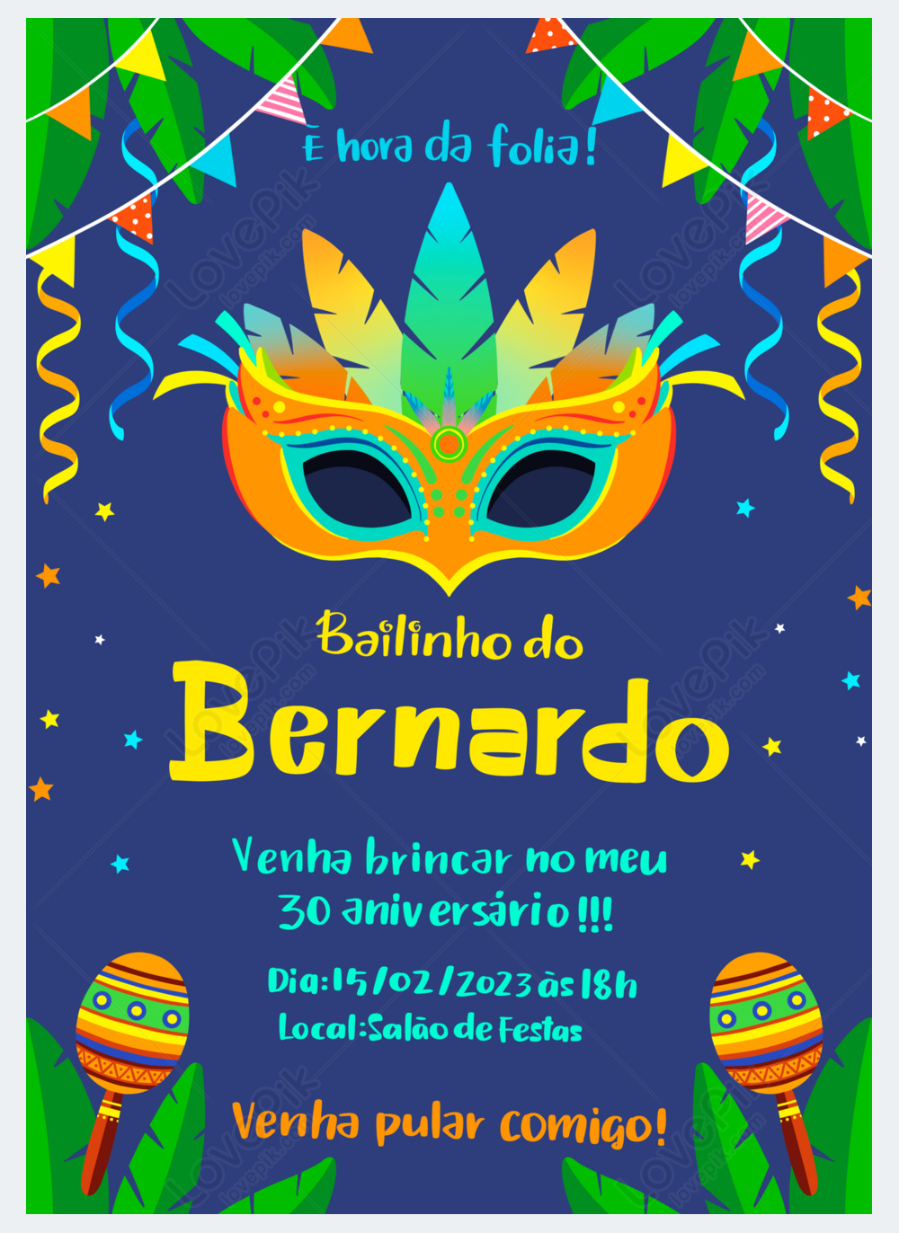 Portuguese carnival colorful invitation template image_picture free ...