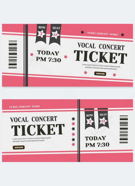 Rectangular geometric concert ticket simple red card, concert, Tickets template