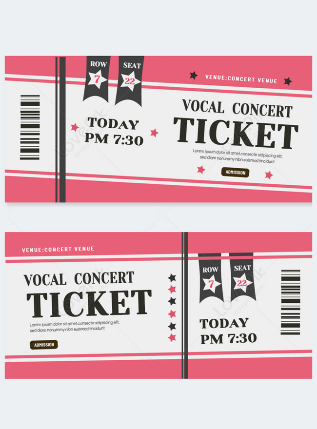 Rectangular geometric concert ticket simple red card template image ...