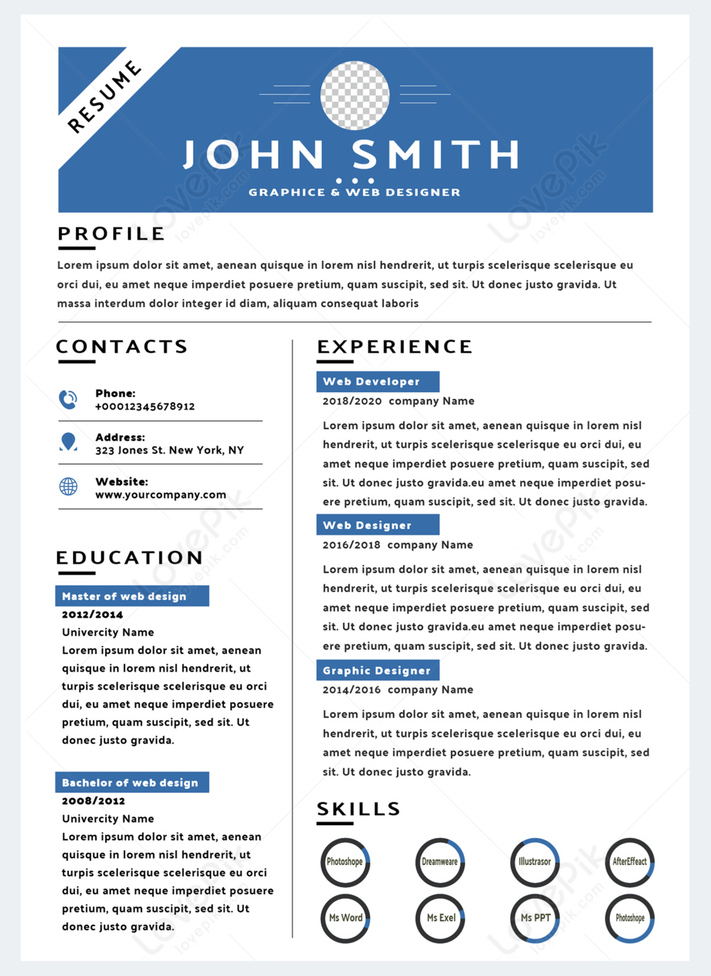 Resume Corporate Personnel Resume Business Blue Template Image Picture 