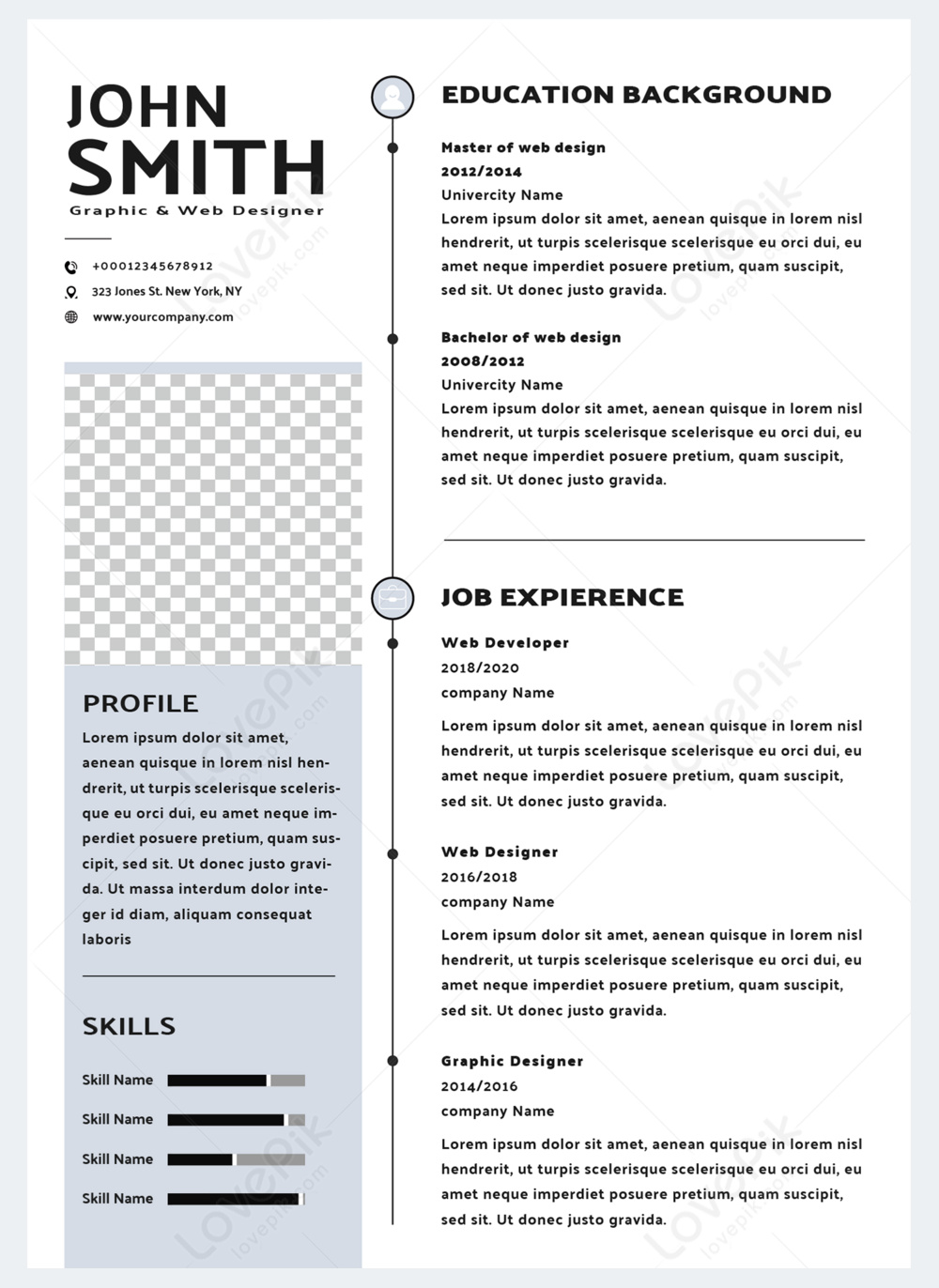 Resume corporate personnel resume gray blue template image_picture free ...