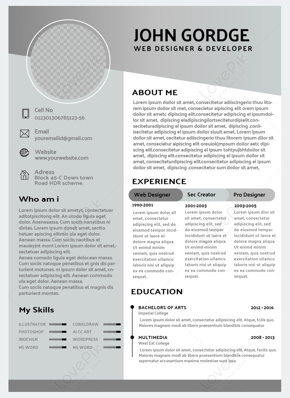 Resume gray tone business recruitment resume template image_picture ...