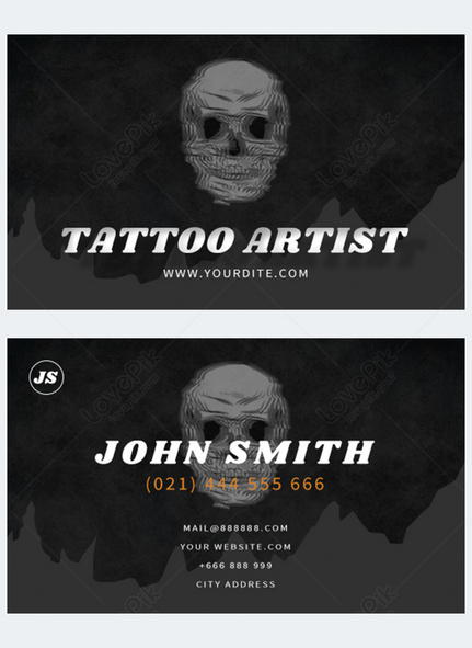 Stylish Tattoo Business Cards Template In Google Slides