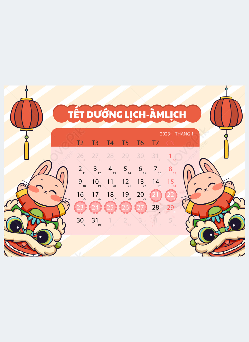 Calendar holidays vietnamese new year template image_picture free