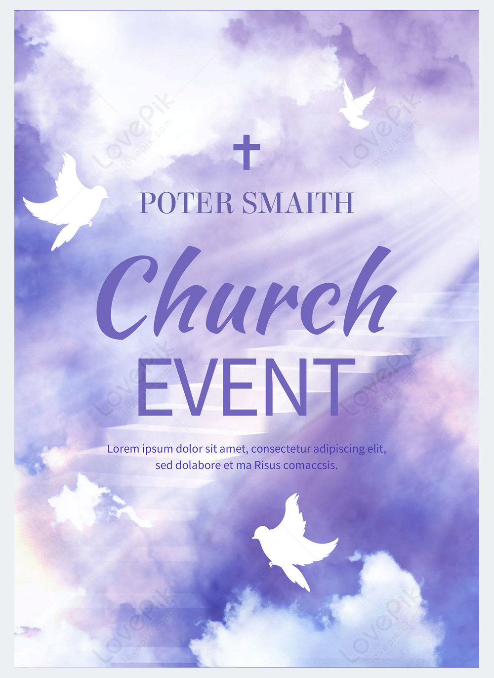 Cloud church event blue promotional flyer template image_picture free ...