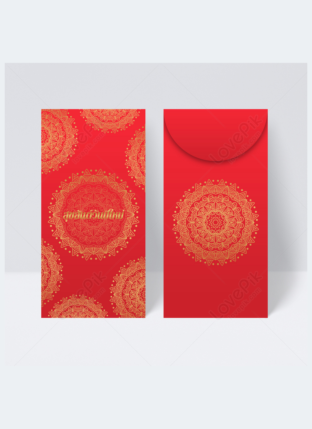 Thai happy new year mandala red envelope texture template image_picture