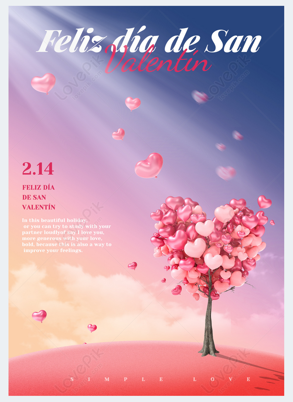 Happy valentines day love tree template image_picture free download ...