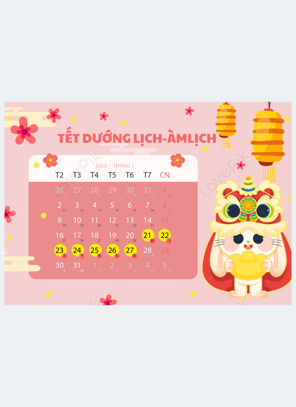 New year rabbit calendar vietnam template image_picture free download