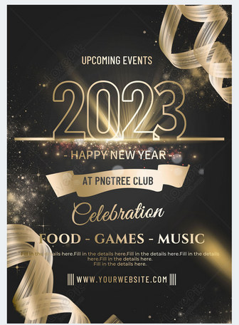 New Year Party Simple Style Black Gold Poster, new year party, simple style, poster template