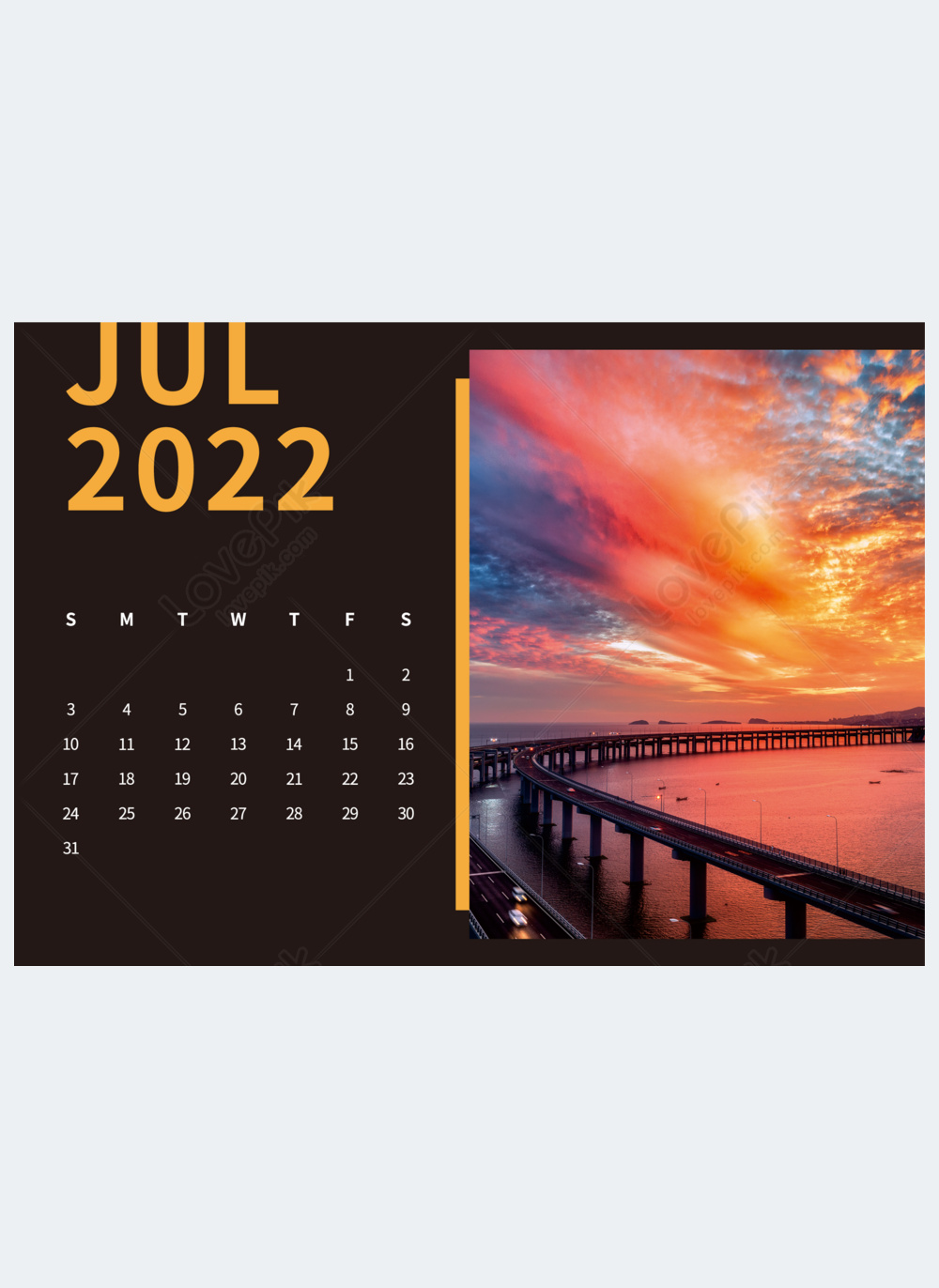 Photo landscape calendar template beautiful sunset landscape calendar