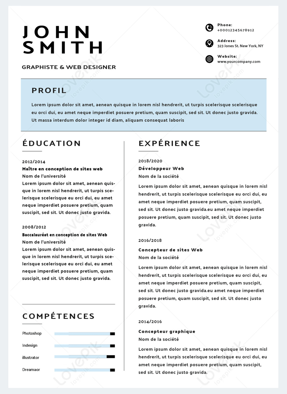 Resume corporate personnel french resume recruitment template image ...