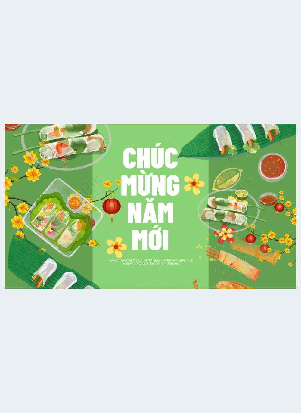 Vietnamese New Year Tet Green Banner Template Template Imagepicture