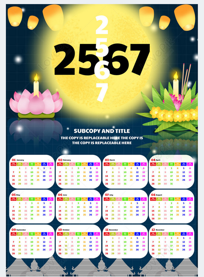 2024 thai new year calendar template image_picture free download