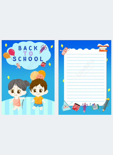 Cartoon student education return to school card, student, educate, Back to school template