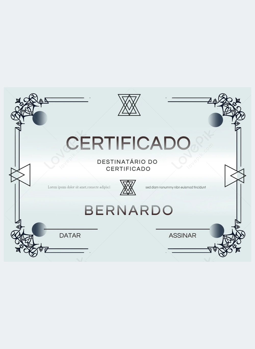 European elegant blue retro pattern business certificate template ...