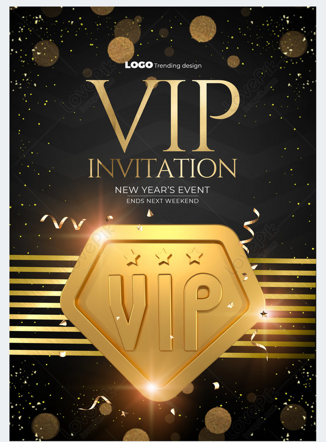 Golden lines vip shield business meeting invitation template image ...