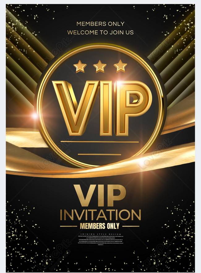 Golden vip medal ribbon business meeting invitation template image ...