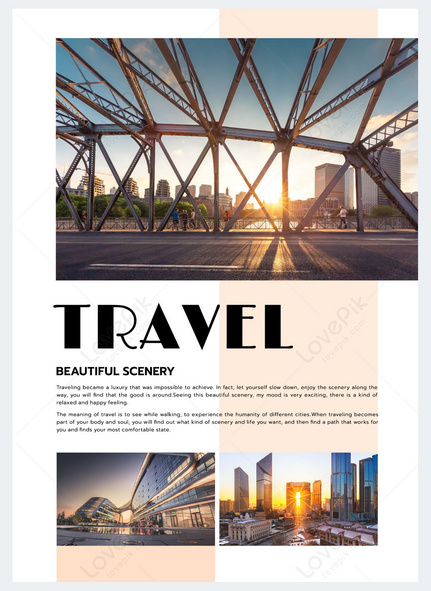 Tourism theme simple leaflet city travel poster, travel, travel agency, flyer template