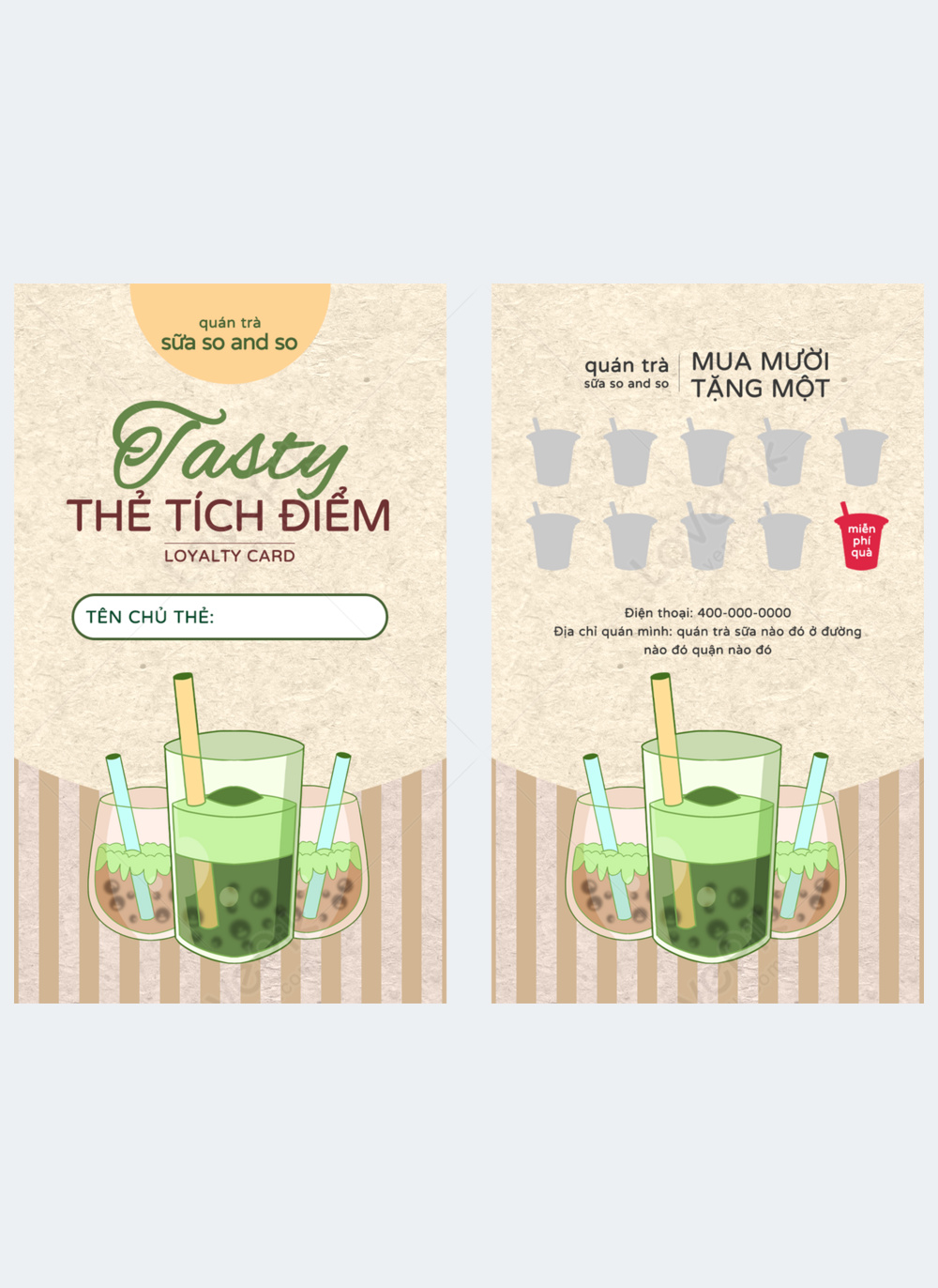 Vietnamese milk tea collection point card milk tea template image ...