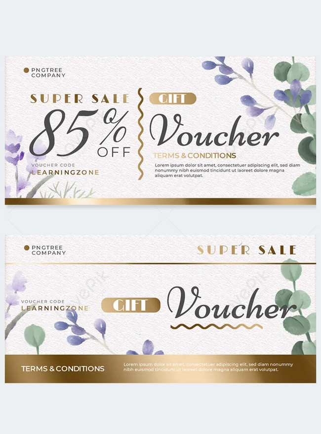 Watercolor floral simple style white coupon template image_picture free ...