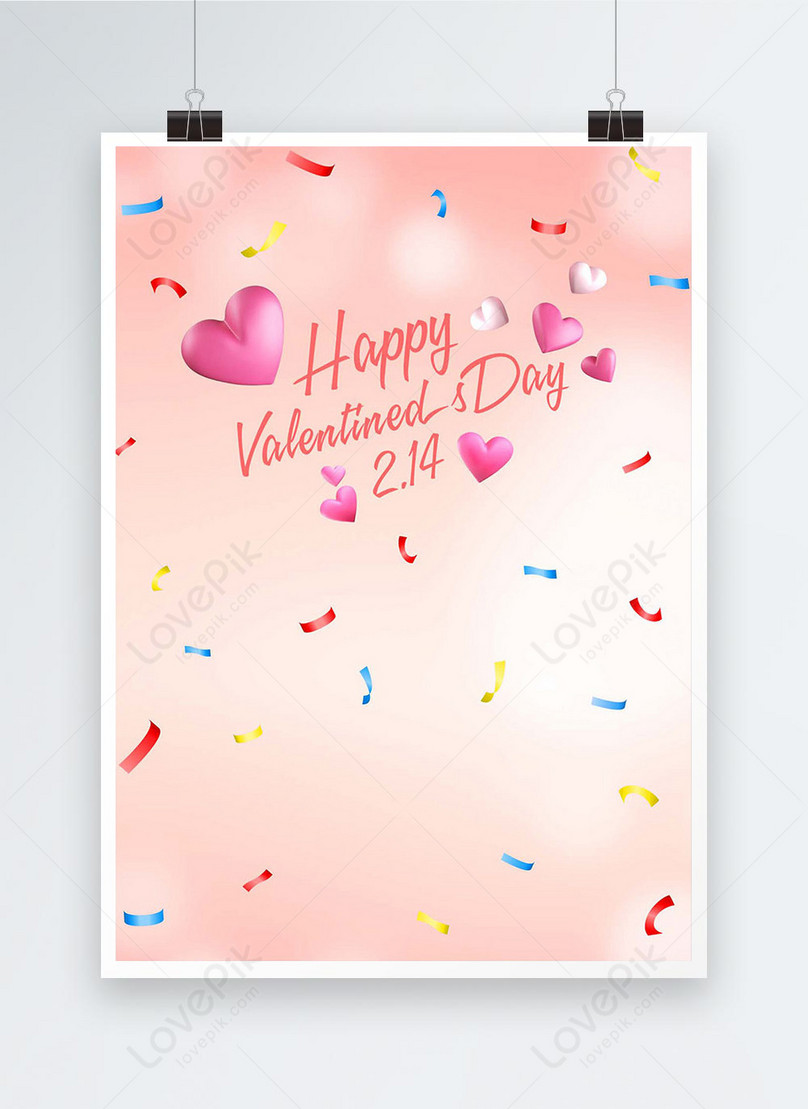 Happy valentines day aesthetic romantic love poster template