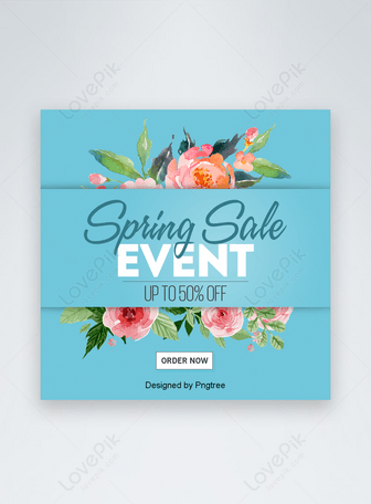 Fashion trend hand-painted spring flowers SNS advertising Templates